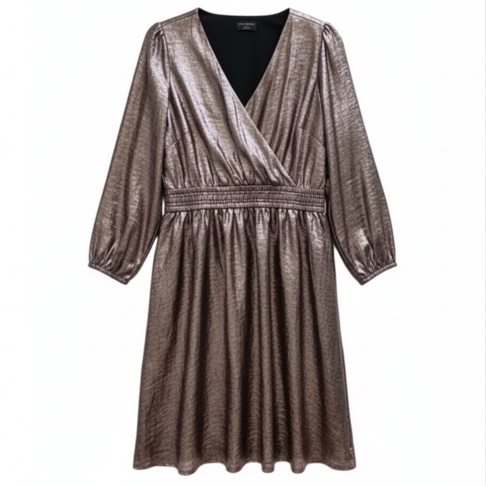 Lane Bryant Pink Metallic Dress 22/24 Plus V Neck Goth Y2K Twee Millennial